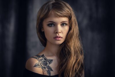 Picture tagged with: Anastasiya Scheglova, Brunette, Cute, Eyes, Safe for work, Sexy Wallpaper, Tattoo