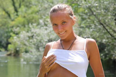 Picture tagged with: Skinny, Blonde, By the Water, Katya Clover - Mango A, Watch4Beauty, Cute, Nature, Russian, Sexy Wallpaper, Smiling