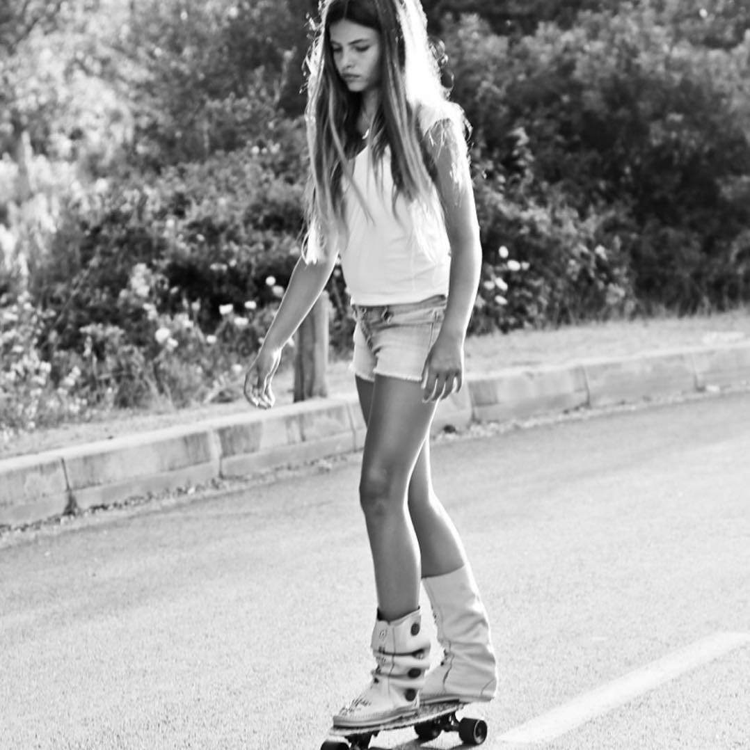 Picture tagged with: Skinny, Black and White, Brunette, Thylane Blondeau, Celebrity - Star, Cute, French, Legs, Safe for work, Sport