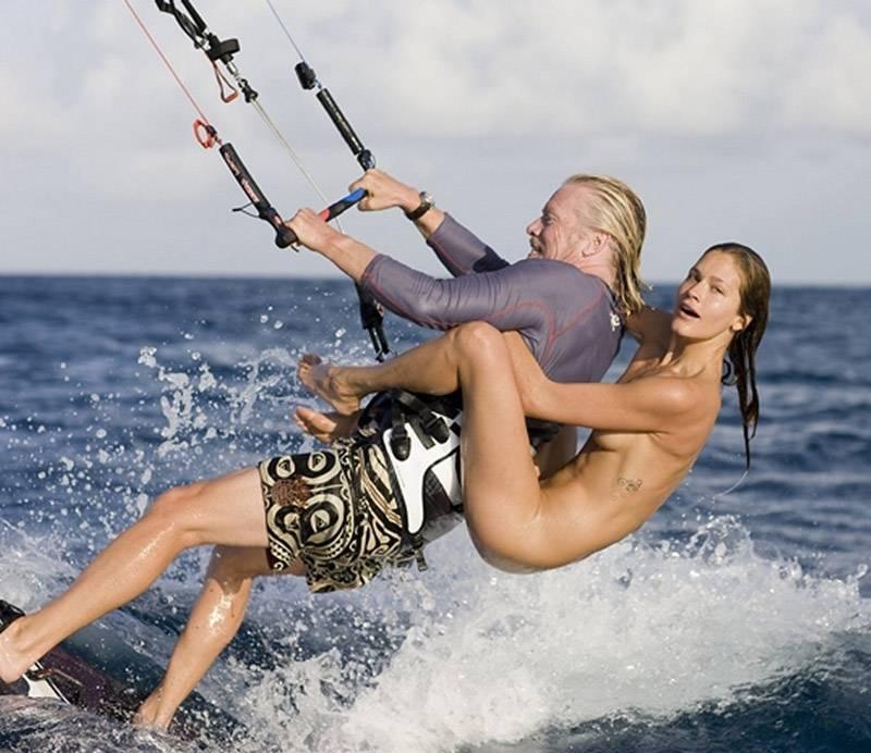 Picture tagged with: Skinny, Brunette, Denni Parkinson, Richard Branson, Celebrity - Star, English, Kitesurf, Legs, South African, Sport