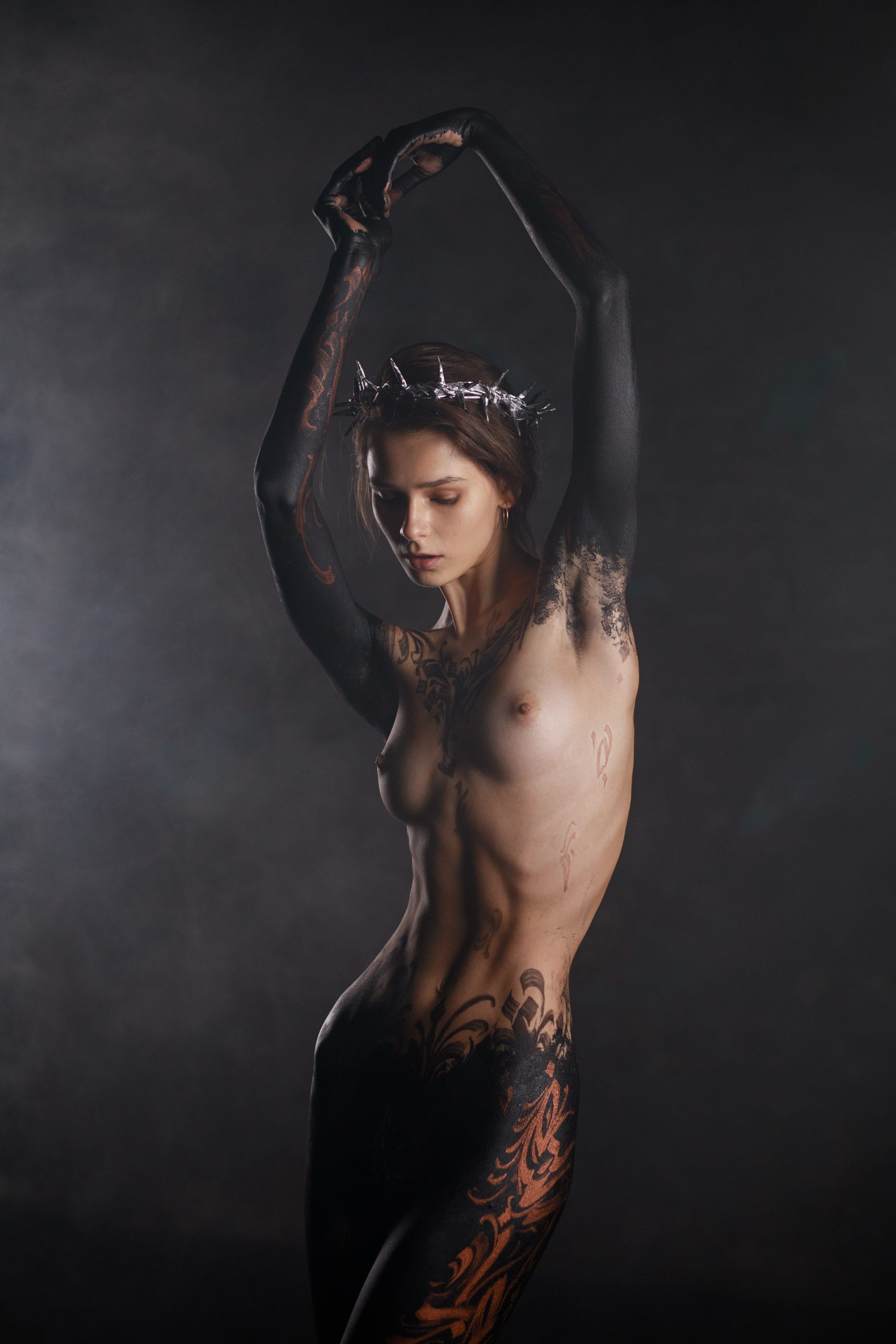 Picture tagged with: Skinny, Brunette, Igor Kuprianow, Irina Telicheva - Ирина Теличева, Russian, Art, Body painting, Cute, Small Tits, Tummy