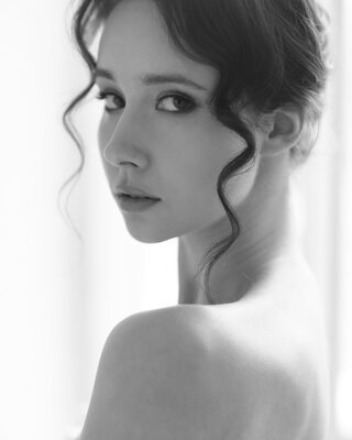Picture tagged with: Anastasia Grinenko, Black and White, Brunette, Denis Goncharov, Eyes, Russian, Cute, Face