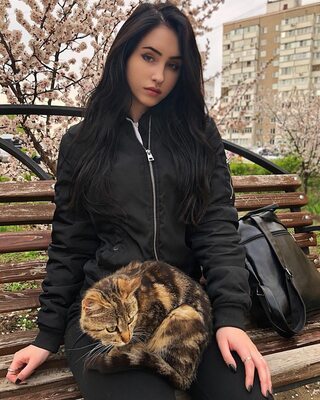 Picture tagged with: Anastasiia Mut, Brunette, Cat, Cute, Piercing, Ukrainian