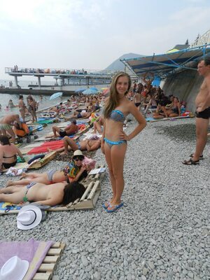 Picture tagged with: Beach, Bikini, Blonde, Feet, Legs, Natalja M, Cute, Tummy
