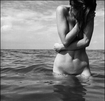 Picture tagged with: Beach, Black and White, Tummy