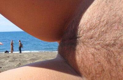 Picture tagged with: Beach, Close-up, Hairy, Pussy