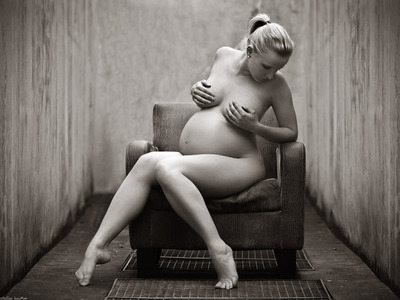 Picture tagged with: Black and White, Blonde, Art, Pregnant
