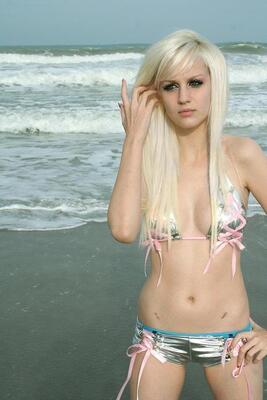 Picture tagged with: Blonde, Beach, Bikini