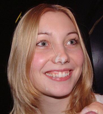 Picture tagged with: Blonde, Cumshot, Eyes, Smiling, Facial