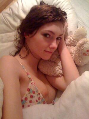 Picture tagged with: Brunette, Boobs, Cute, Eyes, Lingerie, Selfie