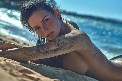 Picture tagged with: Brunette, Busty, Kayla Lauren, American, Beach, Boobs, Cute, Sexy Wallpaper, Tattoo