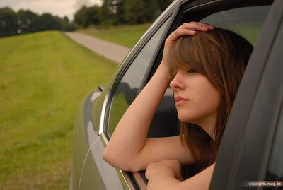 Picture tagged with: Brunette, Car, Cute, Safe for work, Sexy Wallpaper