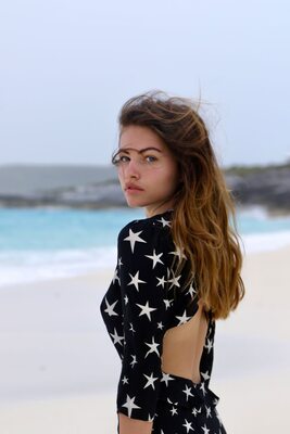 Picture tagged with: Brunette, Thylane Blondeau, Beach, Celebrity - Star, Cute, French, Safe for work