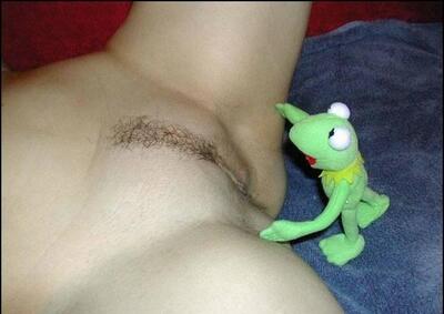 Picture tagged with: Close-up, Funny, Kermit, Pussy