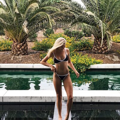 Picture tagged with: Skinny, Abby Neff, American, Bikini, Blonde, Legs, Cute, Pool, Tummy