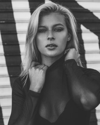 Picture tagged with: Skinny, Abby Neff, Black and White, Blonde, American, Cute, Safe for work
