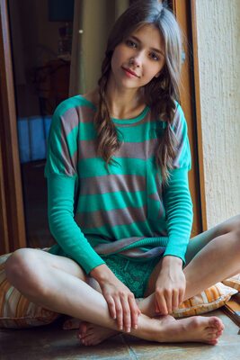 Picture tagged with: Skinny, Alex Lynn, Brunette, Eyes, Feet, Legs, Mila Azul, Phez, SexArt, Ukrainian, Cute, Lingerie