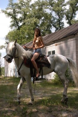 Picture tagged with: Skinny, Amazon, Blonde, MET Art, Marilu A, Cute, Horse, Legs, Nature, Small Tits, Ukrainian