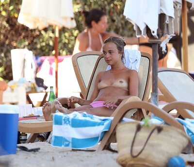 Picture tagged with: Skinny, Amelia Windsor, Blonde, Beach, Celebrity - Star, English, Monokini, Small Tits