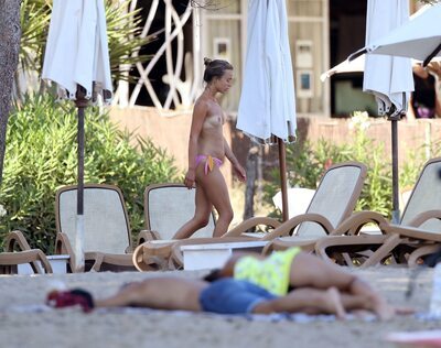 Picture tagged with: Skinny, Amelia Windsor, Blonde, Beach, Celebrity - Star, English, Monokini, Small Tits