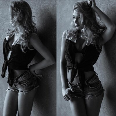 Picture tagged with: Skinny, Angelie Dolly - Angelica Elishes - Анжелика Элишес, Black and White, Blonde, Russian