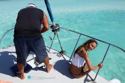 Picture tagged with: Skinny, Bikini Life Trip to Iguana Island, Blonde, Katya Clover - Mango A, katya-clover.com, Bikini, Boat, Cute, Russian, Sexy Wallpaper, Small Tits, Smiling