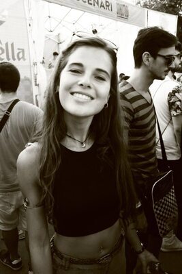 Picture tagged with: Skinny, Black and White, Brunette, Caterina, Italian, Piercing, Cute, Safe for work, Smiling, Tummy