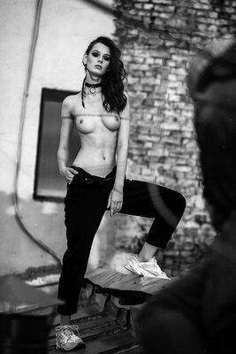 Picture tagged with: Skinny, Black and White, Brunette, Igor Kuprianow, Irina Telicheva - Ирина Теличева, Russian, Art, Boobs, Cute, Tummy