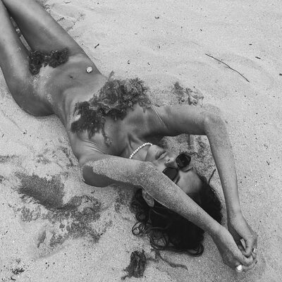Picture tagged with: Skinny, Black and White, Brunette, Olganetut, Beach, Russian, Tummy