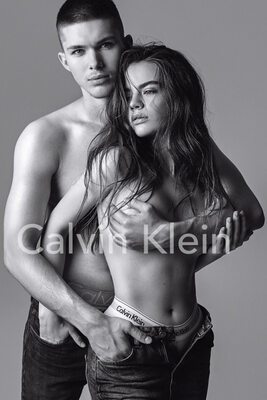 Picture tagged with: Skinny, Black and White, Brunette, Russian, Veronika Safronenko - Vero Hanberg - verohanberg, Calvin Klein, Cute, Tummy