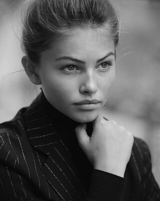 Picture tagged with: Skinny, Black and White, Brunette, Thylane Blondeau, Celebrity - Star, Cute, Eyes, Face, French, Safe for work