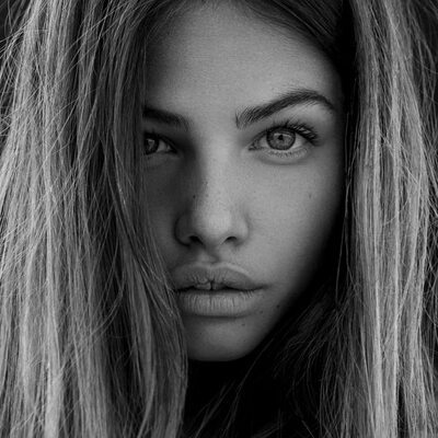 Picture tagged with: Skinny, Black and White, Brunette, Thylane Blondeau, Celebrity - Star, Cute, Face, Safe for work