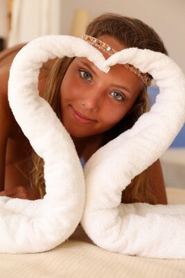 Picture tagged with: Skinny, Blonde, Eyes, Katya Clover - Mango A, MET Art, Ondijan, Russian, Smiling, Vlad Kleverov, Cute, Face, Safe for work