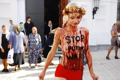 Picture tagged with: Skinny, Blonde, Femen, Small Tits, Ukrainian