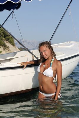 Picture tagged with: Skinny, Blonde, Katya Clover - Mango A, MET Art, Verim, Bikini, Boat, Cute, Russian, Safe for work, Tummy