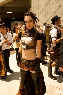 Picture tagged with: Skinny, Brunette, Cosplay, Tummy