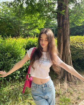 Picture tagged with: Skinny, Brunette, Dasha Taran, Cute, Nature, Piercing, Russian, Safe for work, Tummy