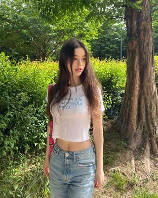 Picture tagged with: Skinny, Brunette, Dasha Taran, Cute, Nature, Piercing, Russian, Safe for work, Tummy