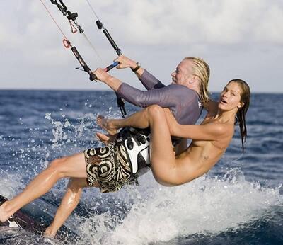 Picture tagged with: Skinny, Brunette, Denni Parkinson, Richard Branson, Celebrity - Star, English, Kitesurf, Legs, South African, Sport
