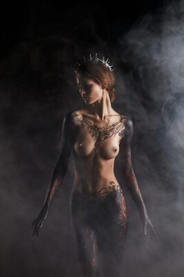 Picture tagged with: Skinny, Brunette, Igor Kuprianow, Irina Telicheva - Ирина Теличева, Russian, Art, Body painting, Cute, Small Tits, Tummy