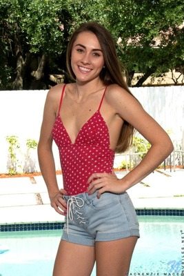 Picture tagged with: Skinny, Brunette, Mackenzie Mace, Cute, Flat chested, Safe for work, Small Tits, Smiling