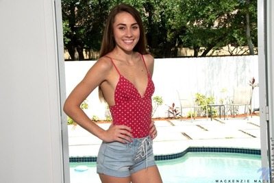 Picture tagged with: Skinny, Brunette, Mackenzie Mace, Flat chested, Safe for work, Small Tits, Smiling
