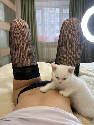 Picture tagged with: Skinny, Lera Buns - Valeriia Makusheva - Valeria Titova, Cat, Lingerie, Russian, Tummy