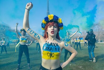 Picture tagged with: Skinny, Redhead, Body painting, Femen, Flat chested, Sexy Wallpaper, Tummy, Ukrainian